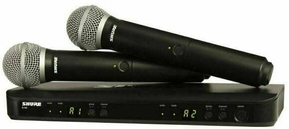 Conjunto de microfone de mão sem fios Shure BLX288E/PG58 K3E: 606-630 MHz - 1