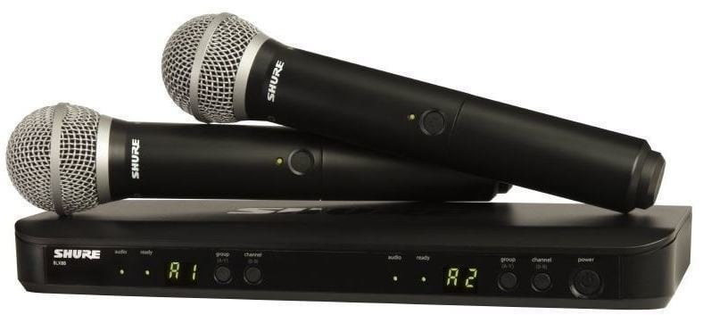 Conjunto de microfone de mão sem fios Shure BLX288E/PG58 M17: 662-686 MHz