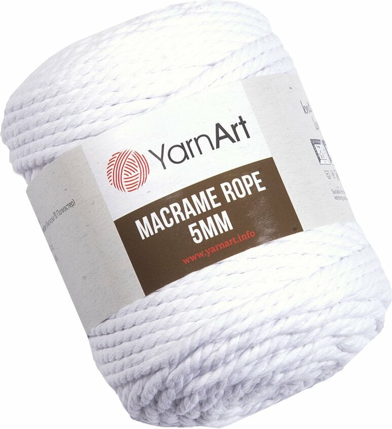 Šňůra  Yarn Art Macrame Rope 5 mm 751 White