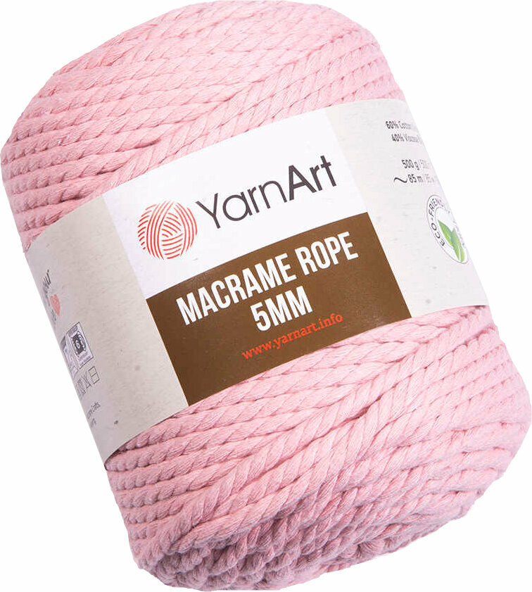 Sladd Yarn Art Macrame Rope Sladd 5 mm 762 Light Pink