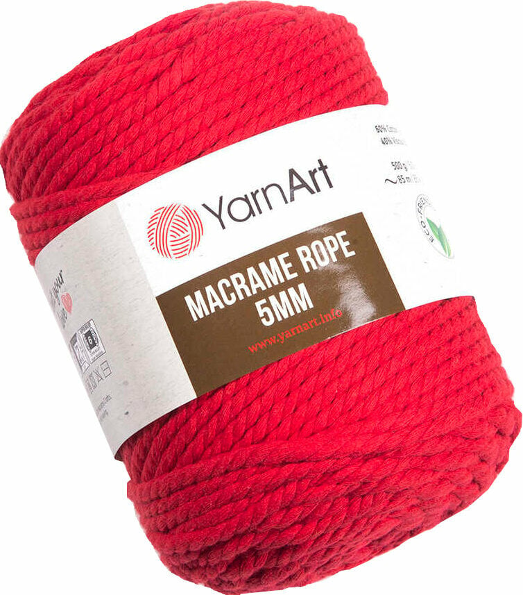 Cable Yarn Art Macrame Rope 5 mm 85 m 773 Red Cable