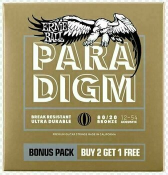 Struny pre akustickú gitaru Ernie Ball Medium Light 80/20 Bronze Paradigm 3 Pack - 1