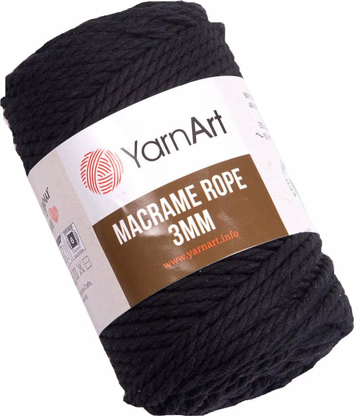 Cordon Yarn Art Macrame Rope 3 mm 750 Black
