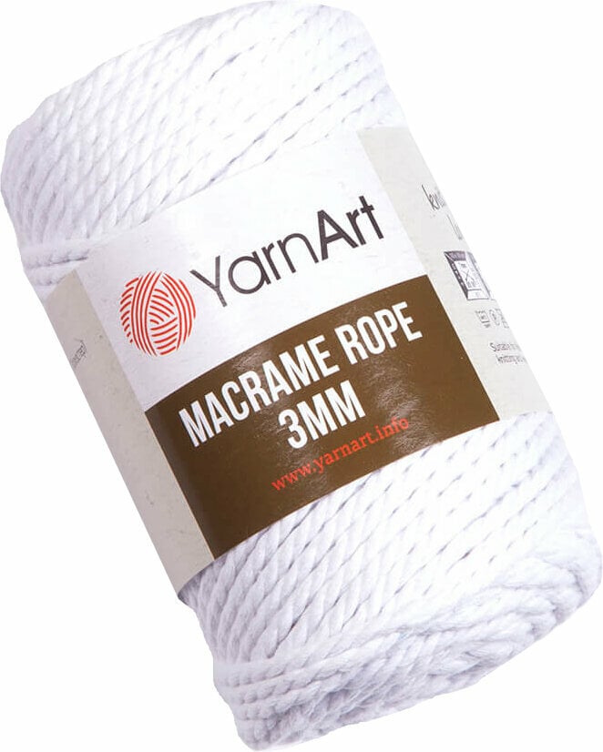 юта Yarn Art Macrame Rope 3 mm 751 White