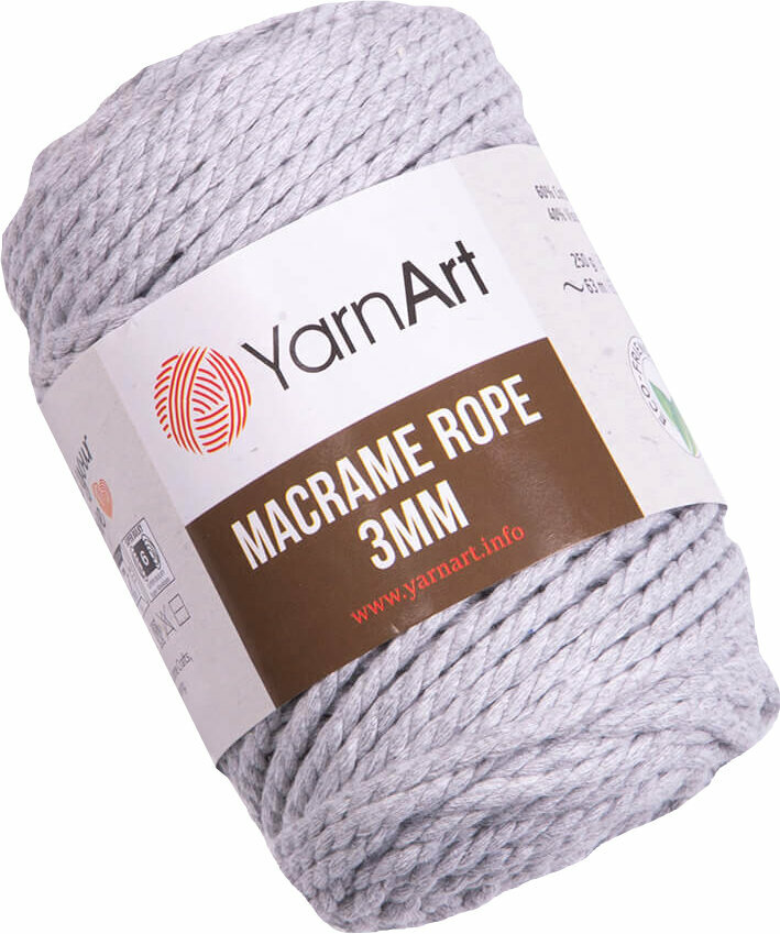 Cable Yarn Art Macrame Rope 3 mm 756 Light Grey Cable