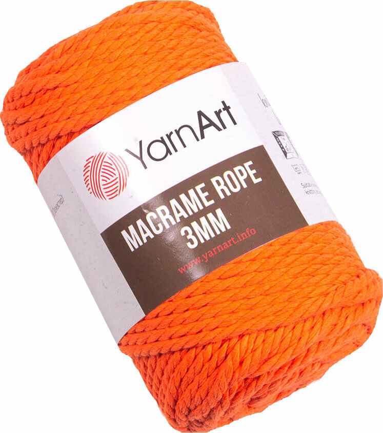 Cordon Yarn Art Macrame Rope 3 mm 800 Bright Orange