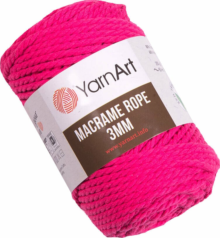 Sladd Yarn Art Macrame Rope 3 mm 803 Bright Pink