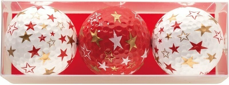 Gift Sportiques Christmas Golfball Stars White/Red Gift Box