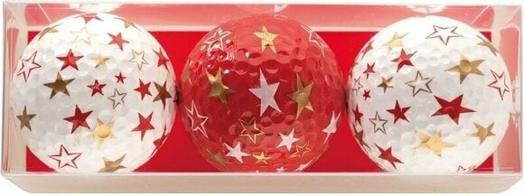 Gift Sportiques Christmas Golfball Stars White/Red Gift Box - 1