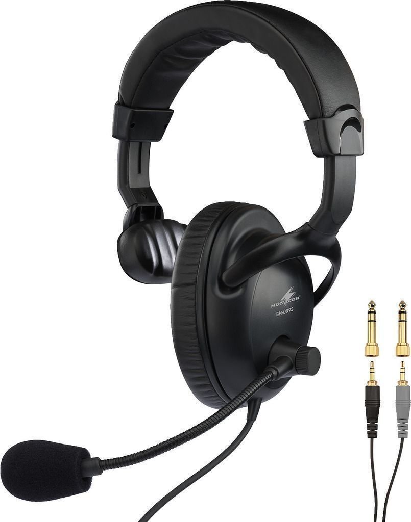 Slušalke za oddajanje Monacor BH-009S Črna