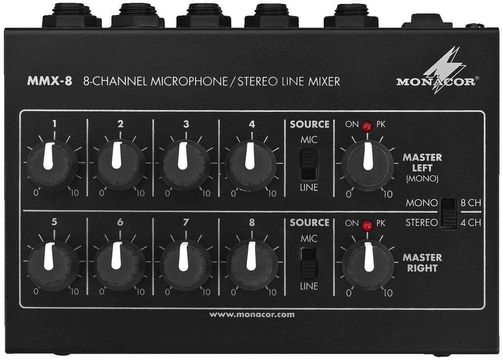 Analogový mixpult Monacor MMX-8