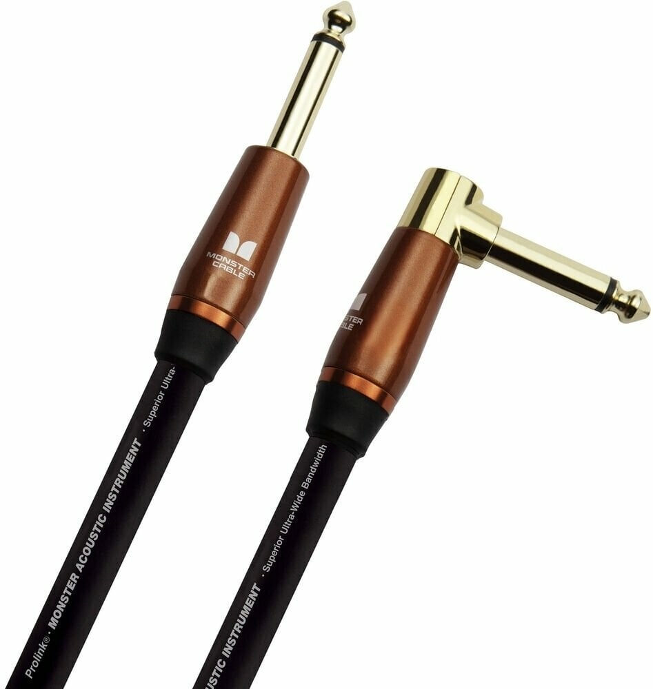 Instrumentenkabel Monster Cable Prolink Acoustic 12FT Instrument Cable Schwarz 3,6 m  Winkelklinke - Gerade Klinke 