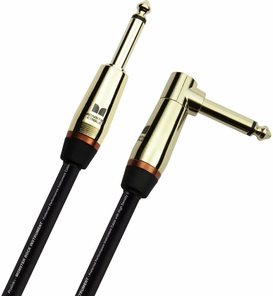 Cabo do instrumento Monster Cable Prolink Rock 12FT Instrument Cable Preto 3,6 m Angled-Straight