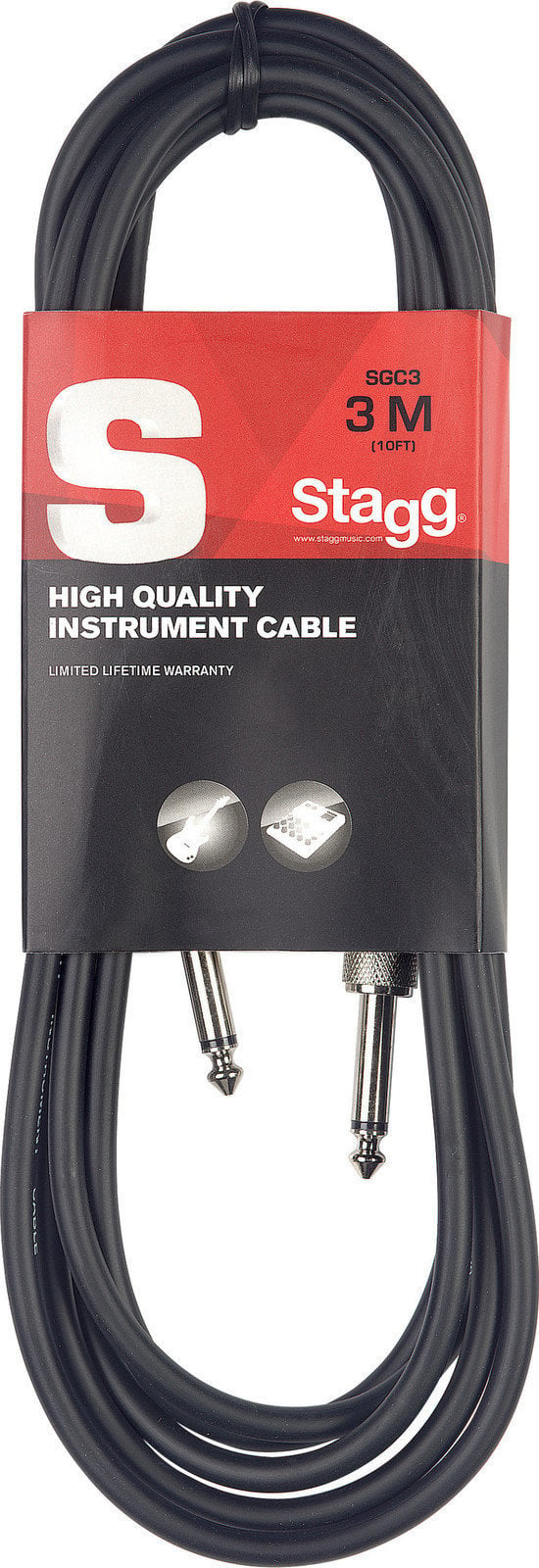 Kabel za glasbilo Stagg SGC3 Črna 3 m Ravni - Ravni