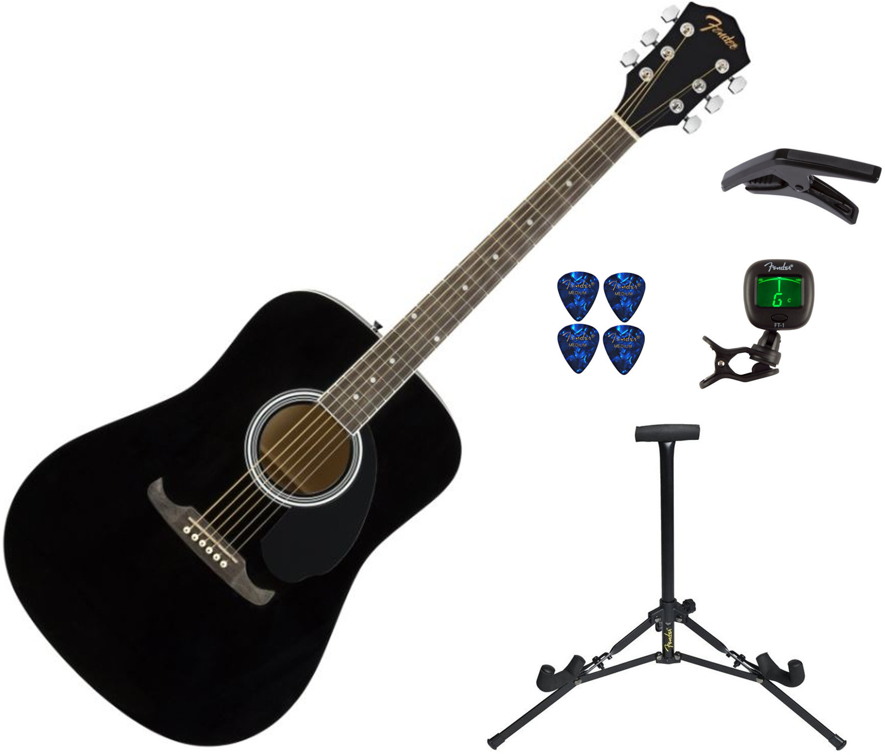 Kit guitare acoustique Fender FA-125 Black PACK