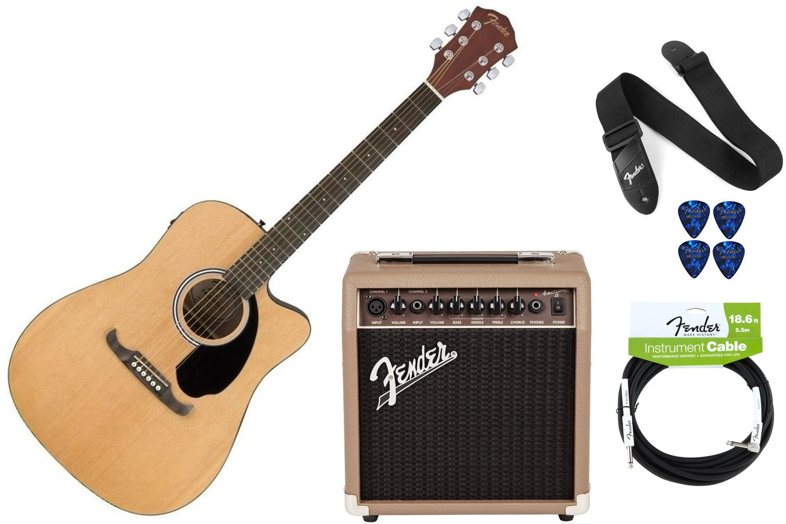 guitarra eletroacústica Fender FA-125CE Electro Acoustic Natural PACK