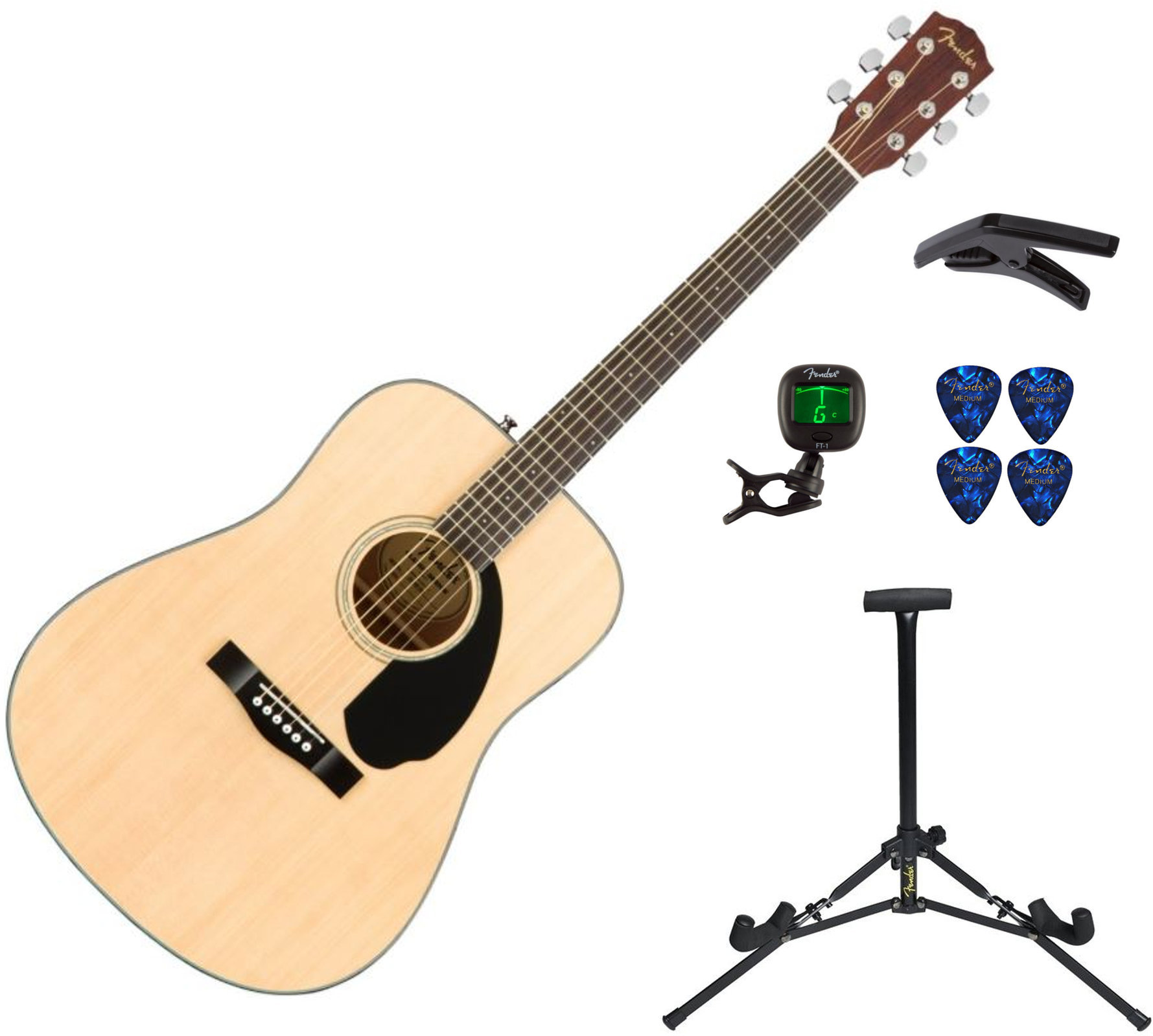 Acoustic Guitar SET Fender CD-60S Natural PACK