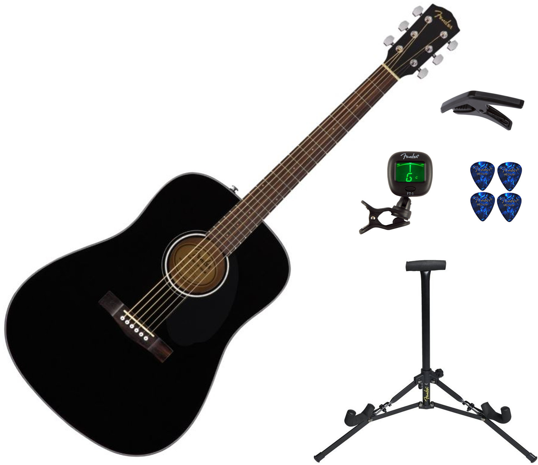 Acoustic Guitar SET Fender CD-60S Black PACK