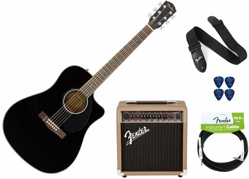 Elektroakustická gitara Dreadnought Fender CD-60SCE Black PACK Elektroakustická gitara Dreadnought - 1