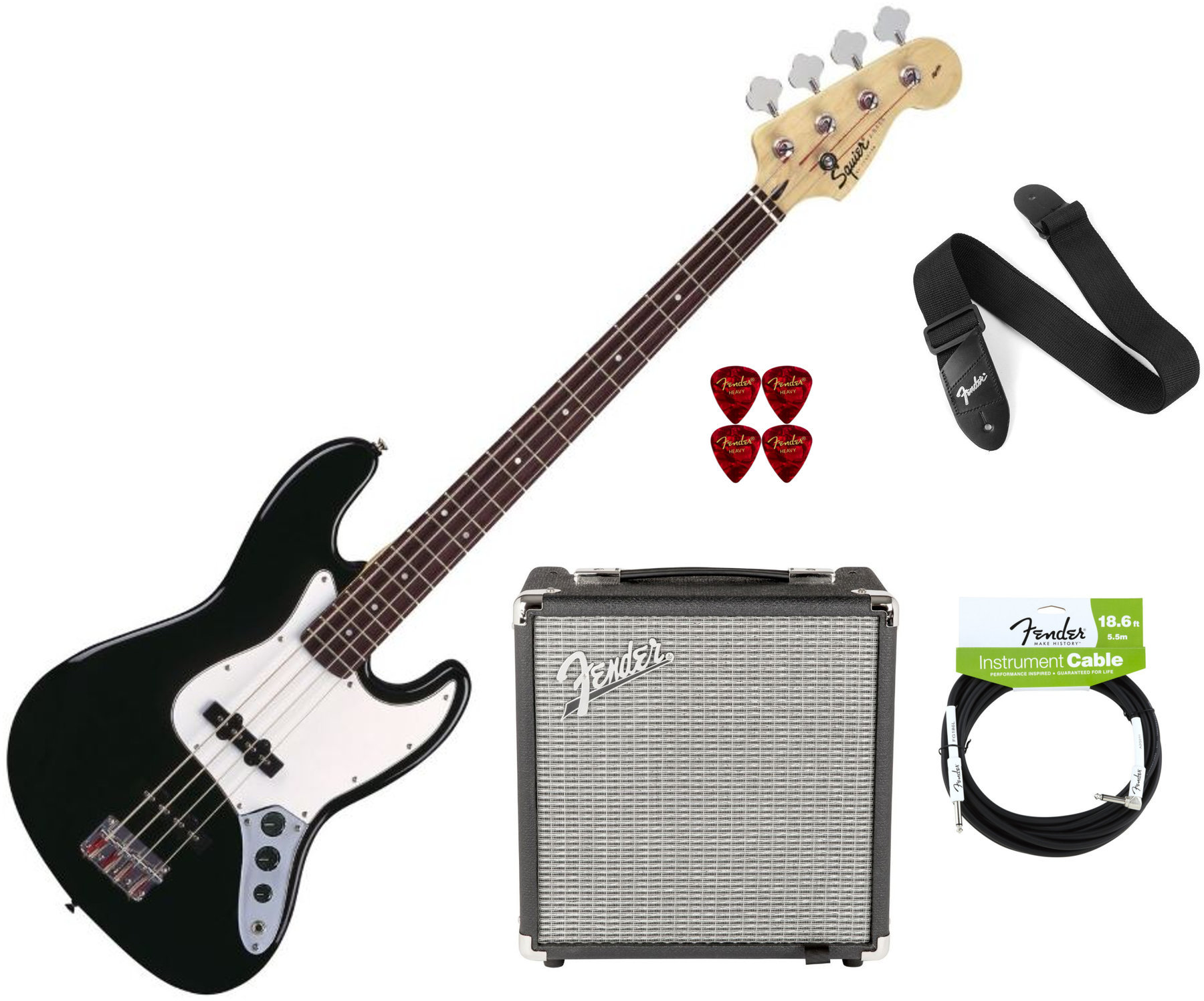 Elektrische basgitaar Fender Squier Affinity Jazz Bass Black RW PACK