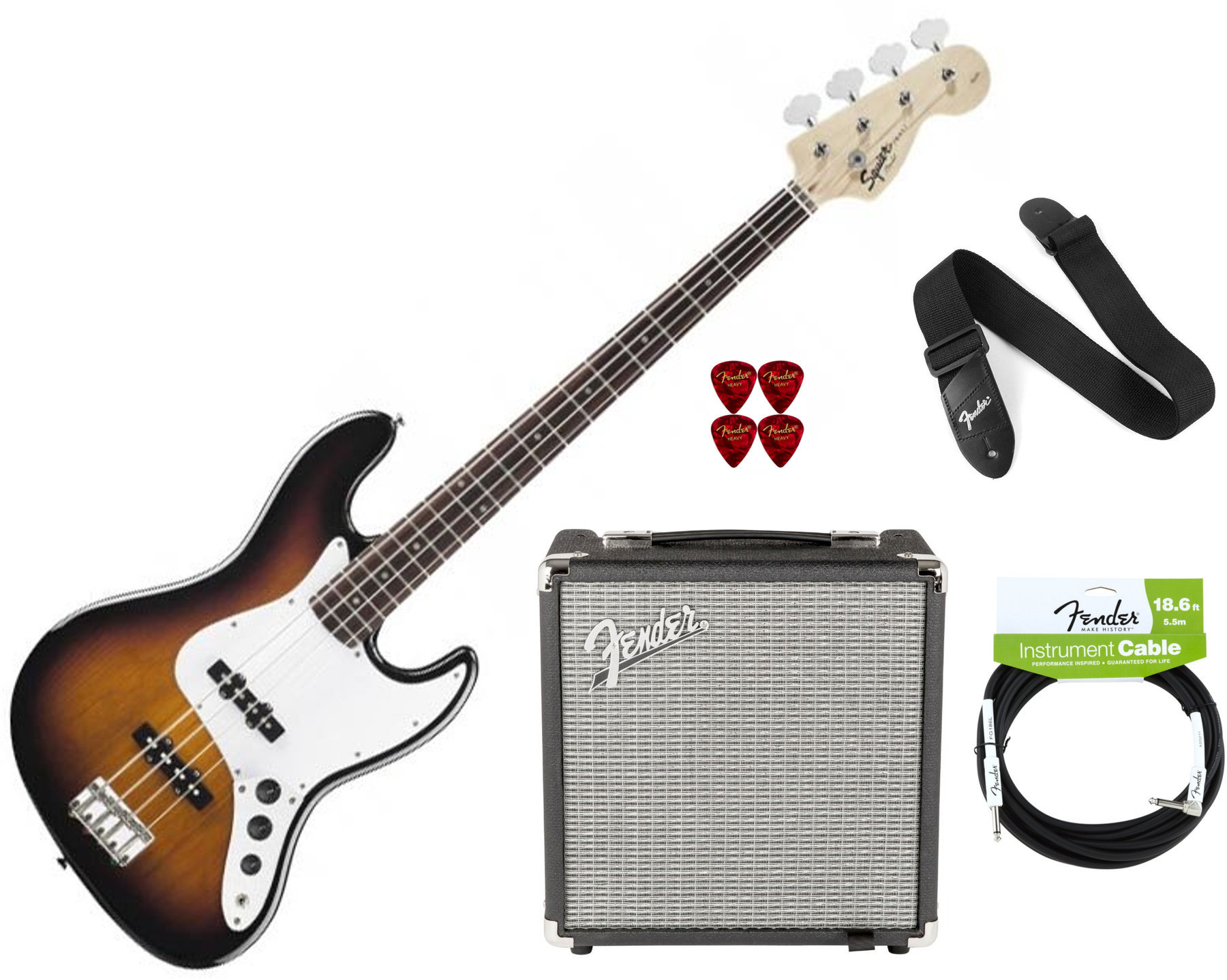 Basse électrique Fender Squier Affinity Jazz Bass Sunburst RW PACK
