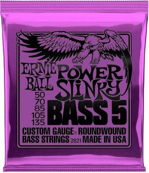 Struny do gitary basowej 5-strunowej Ernie Ball 2821 Power Slinky Nickel 050-135 - 1
