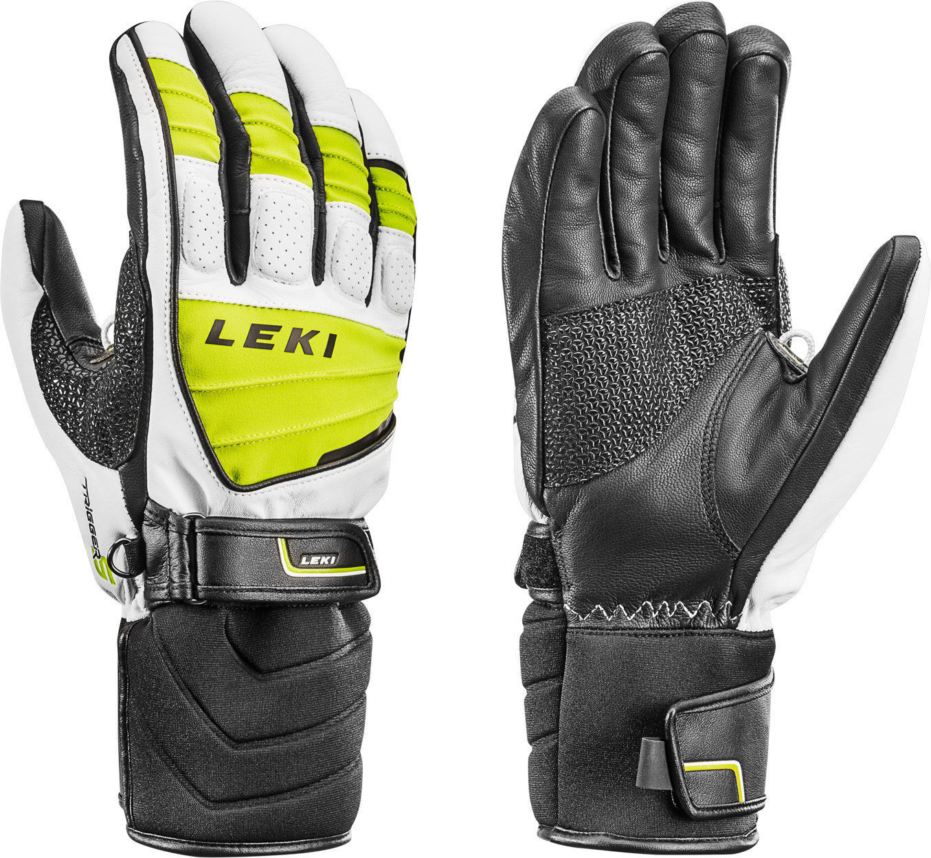 Ski Gloves Leki Griffin S White-Lime-Black 8