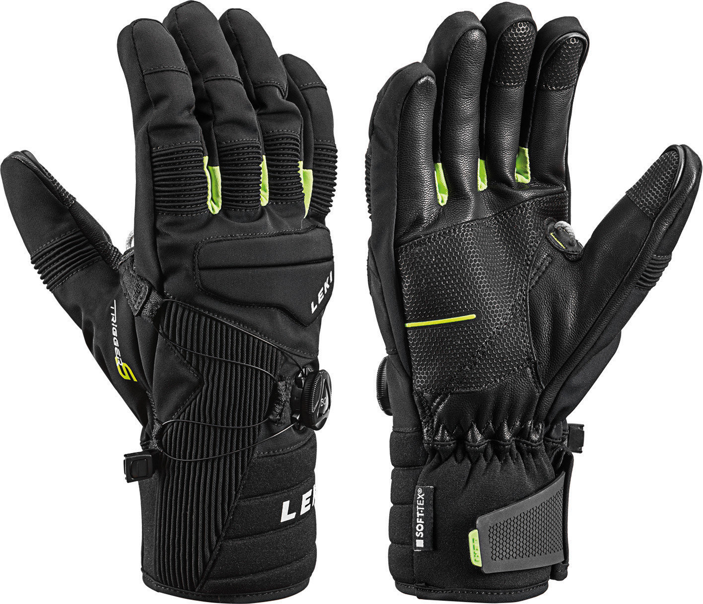Ski Gloves Leki Progressive Tune S Boa MF Touch Black-Lime 11