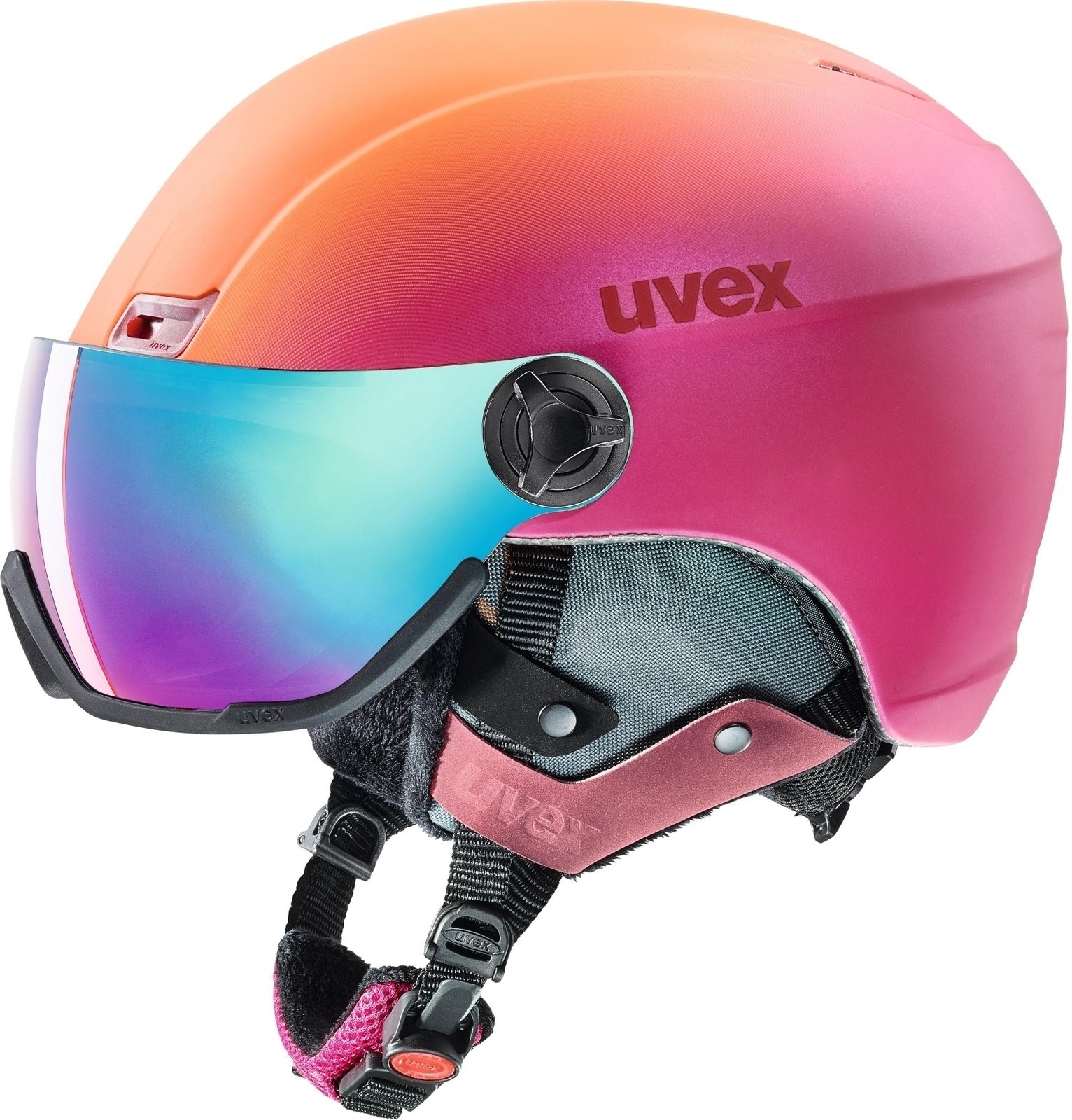 Casque de ski UVEX Hlmt 400 Visor Style Pink-Orange Met Mat 53-58 cm 18/19