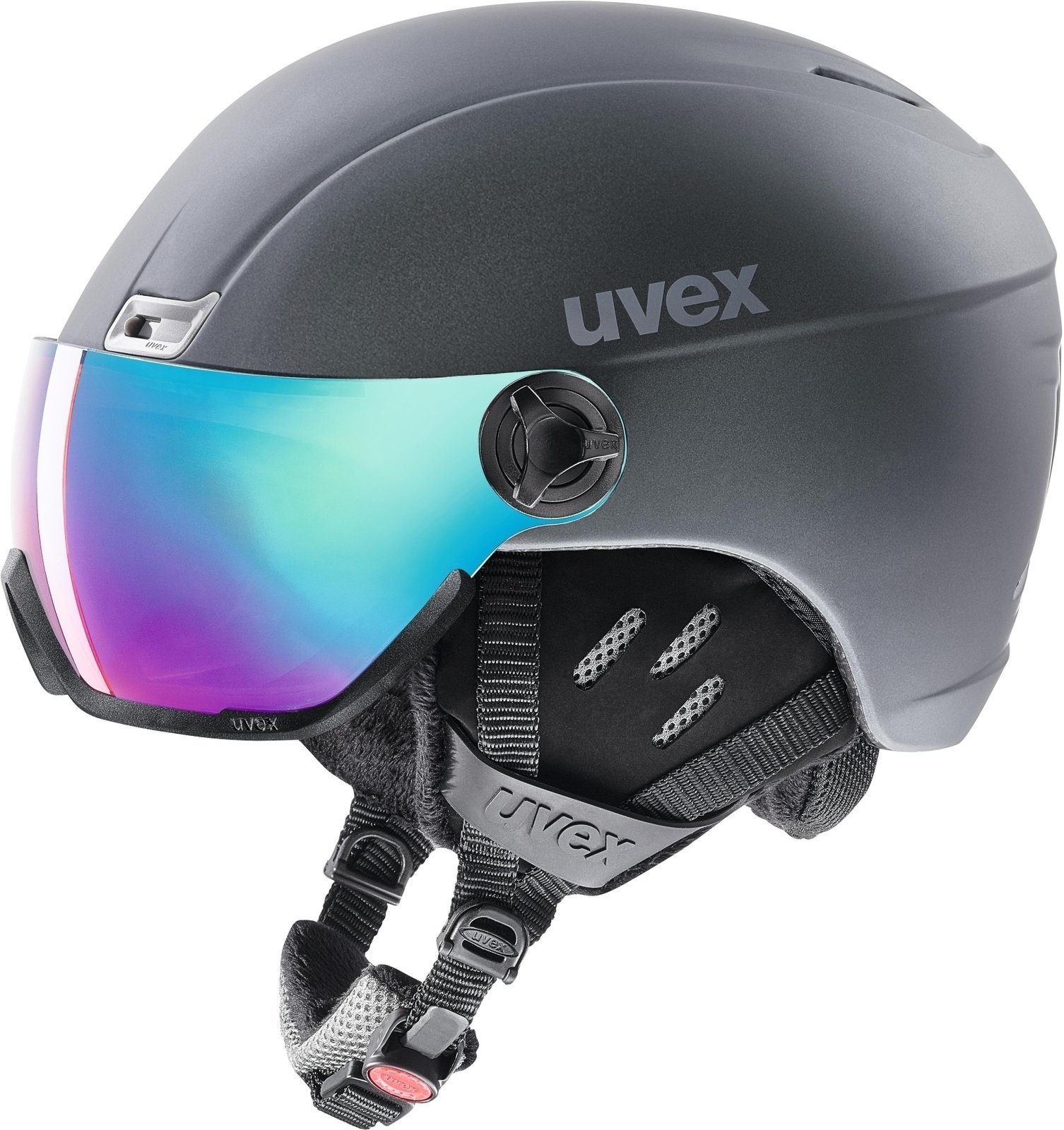 Casque de ski UVEX Hlmt 400 Visor Style Titanium Mat 53-58 cm Casque de ski