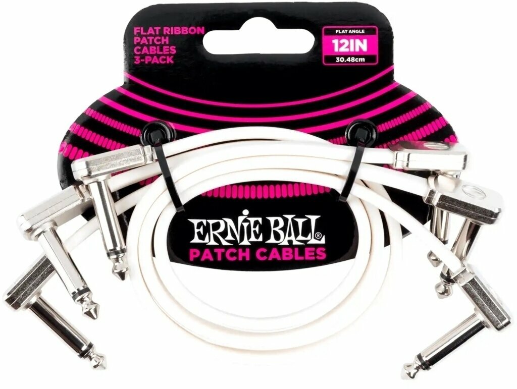 Адаптер кабел /Пач (Patch)кабели Ernie Ball P06386 Бял 30 cm Ъглов - Ъглов