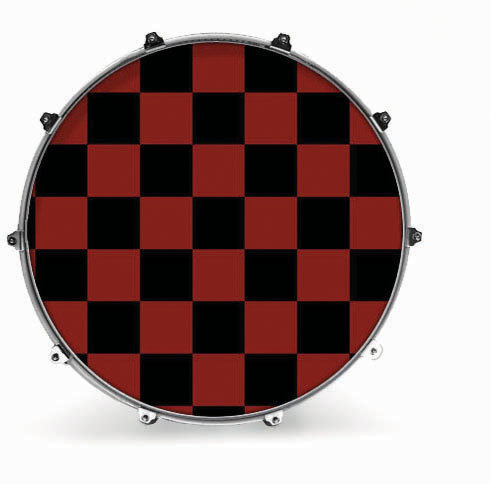 Cabeza de tambor resonante Evans INK24GRPCHK2 24" GRAPHIC RED CHECKER Cabeza de tambor resonante