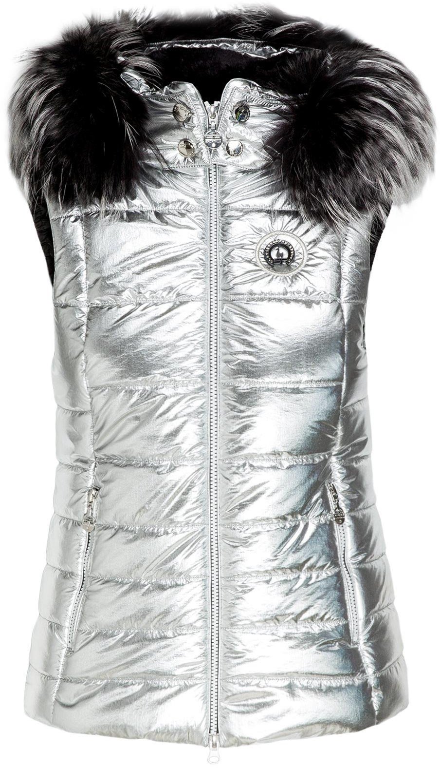 Skijakke Sportalm Cisly Womens Vest with Hood and Fur Grey 36