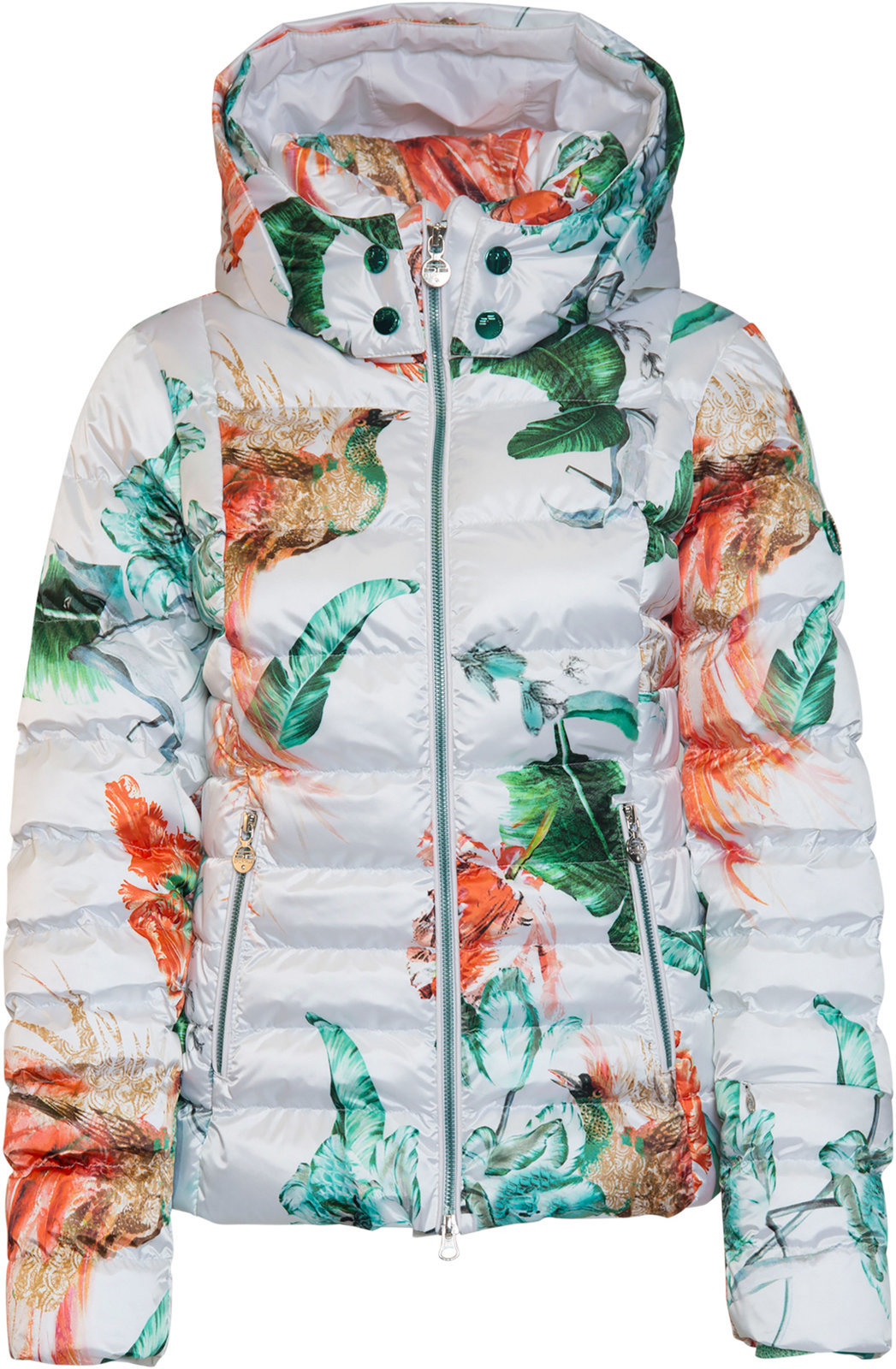 Skijakke Sportalm Exotic Womens Jacket with Hood and Fur Optical White 36