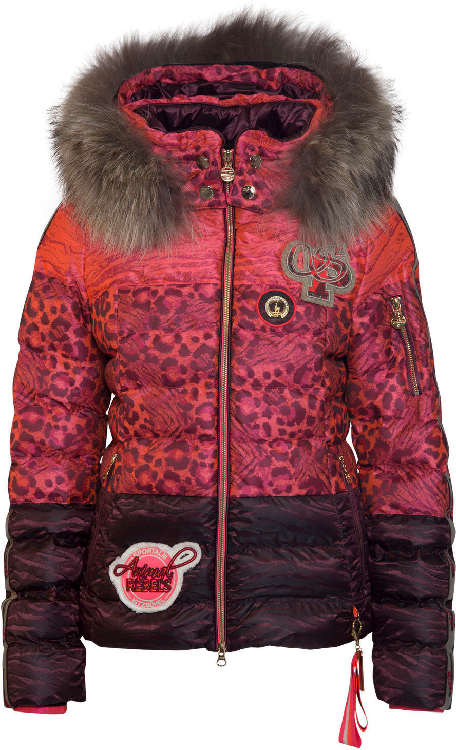Ski-jas Sportalm Holly Womens Jacket with Hood and Fur Neon Pink 38