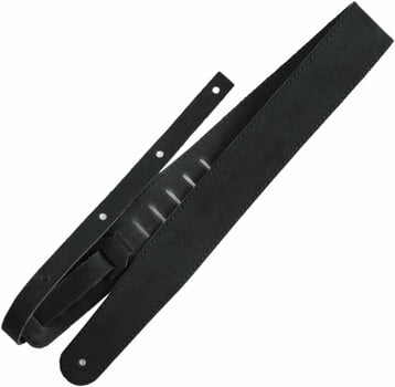 Leather guitar strap Richter RAW II Suede Black Leather guitar strap Waxy Suede Black - 1