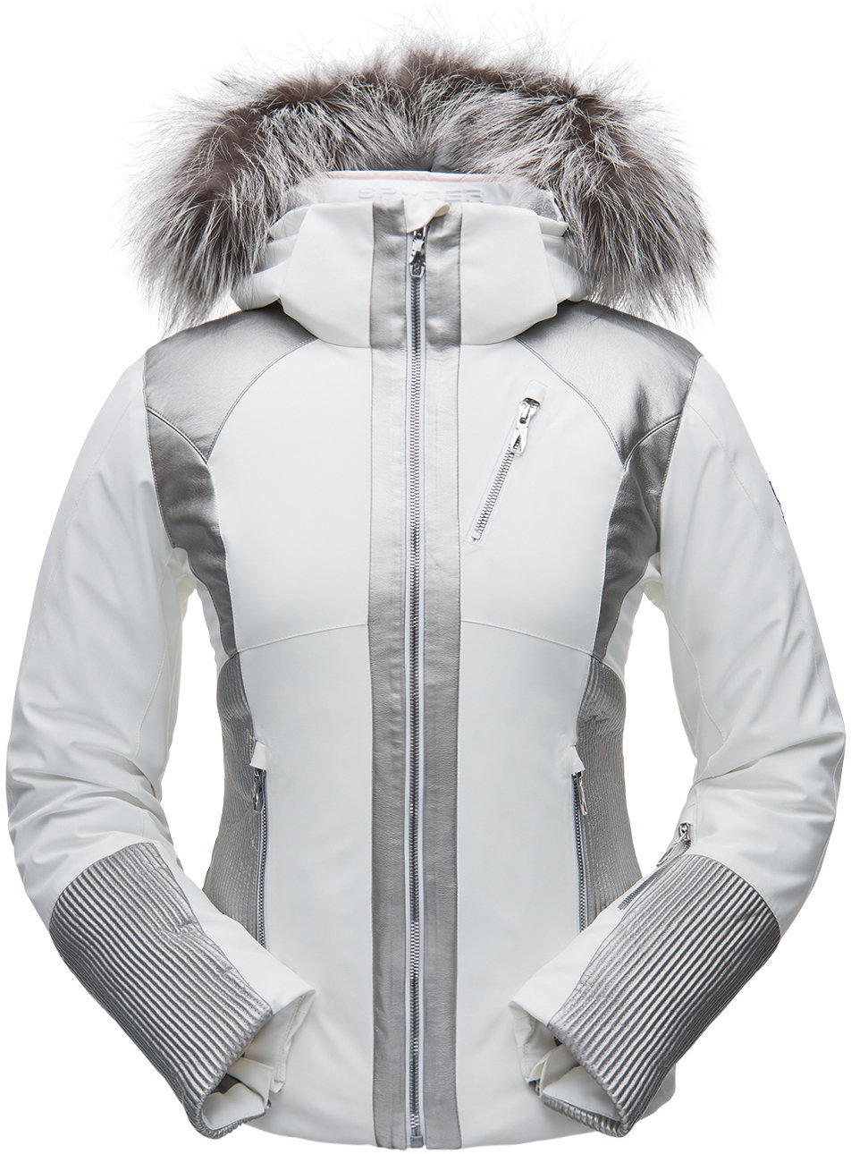 Skijakke Spyder Amour Real Fur Womens Jacket White/Silver 10