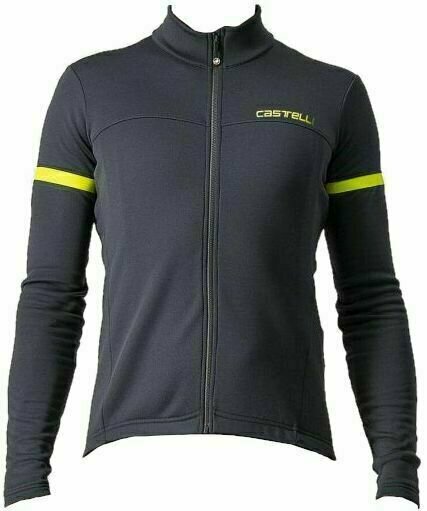 Jersey/T-Shirt Castelli Fondo 2 Jersey Full Zip Jersey Dark Gray/Yellow Fluo Reflex M