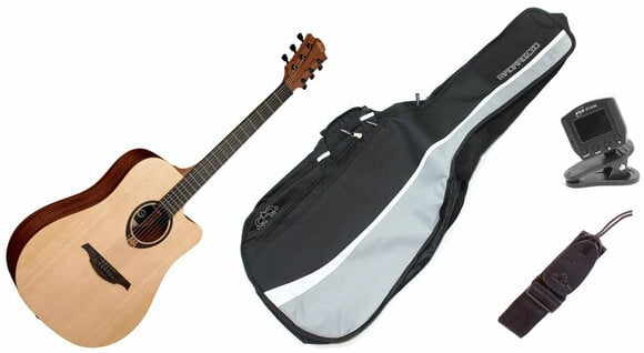 Gitara akustyczna LAG T70DC DELUXE SET Natural Satin - 1