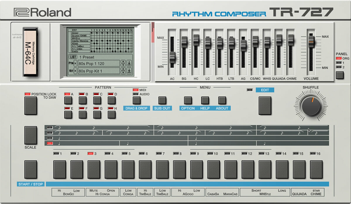 Софтуер за студио VST Instrument Roland TR-727 (Дигитален продукт)