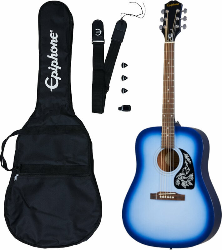Dreadnought-gitarr Epiphone Starling Acoustic Guitar Player Pack Starlight Blue