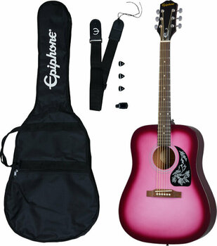 Dreadnought Guitar Epiphone Starling Acoustic Guitar Player Pack Hot Pink Pearl - 1