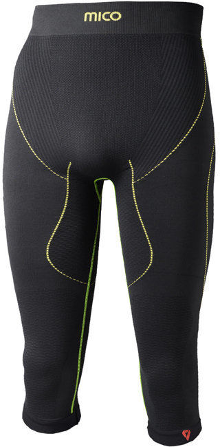 Termounderkläder Mico 3/4 Tight Primalof Mens Base Layers Pants Nero Lime M/L