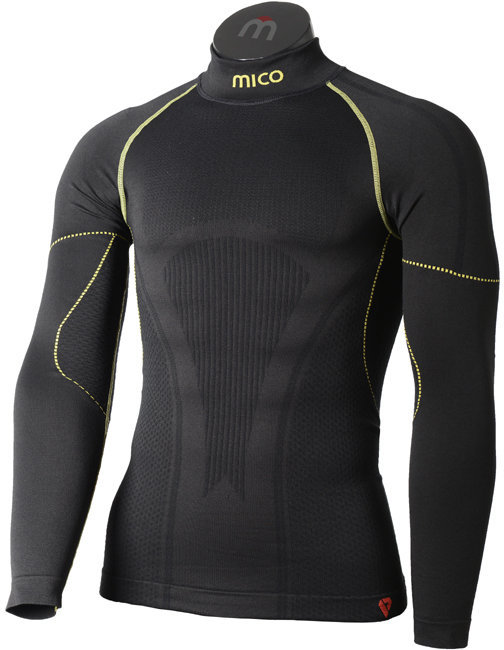 Thermo ondergoed voor heren Mico Long Sleeve Mock Neck Primaloft Mens Base Layer Nero Lime XL/XXL