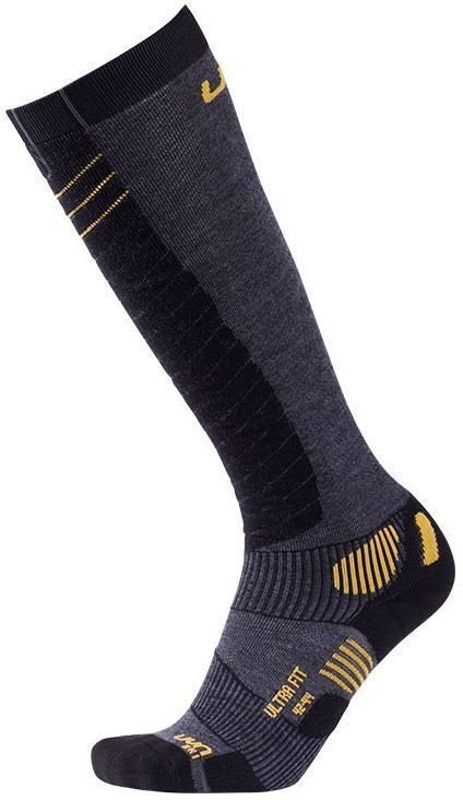 Lyžařské ponožky UYN Ultra Fit Anthracite/Yellow 45-47 Lyžařské ponožky