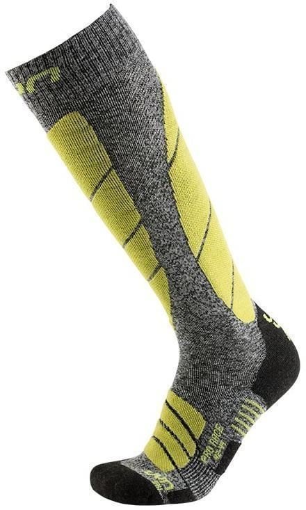Ski Socks UYN Pro Race Grey Melange/Green Lime 35-38 Ski Socks