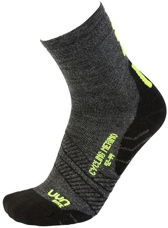 Calcetines de ciclismo UYN Cycling Merino Anthracite/Fluo Yellow 35/38 Calcetines de ciclismo