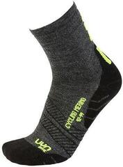 UYN Cycling Merino Mens Socks Anthracite/Fluo Yellow