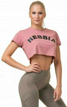 Fitness T-Shirt Nebbia Loose Fit Sporty Crop Top Old Rose XS Fitness T-Shirt - 1