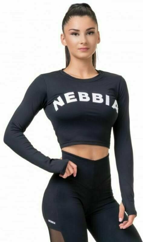 Fitness T-Shirt Nebbia Long Sleeve Thumbhole Sporty Crop Top Schwarz XS Fitness T-Shirt
